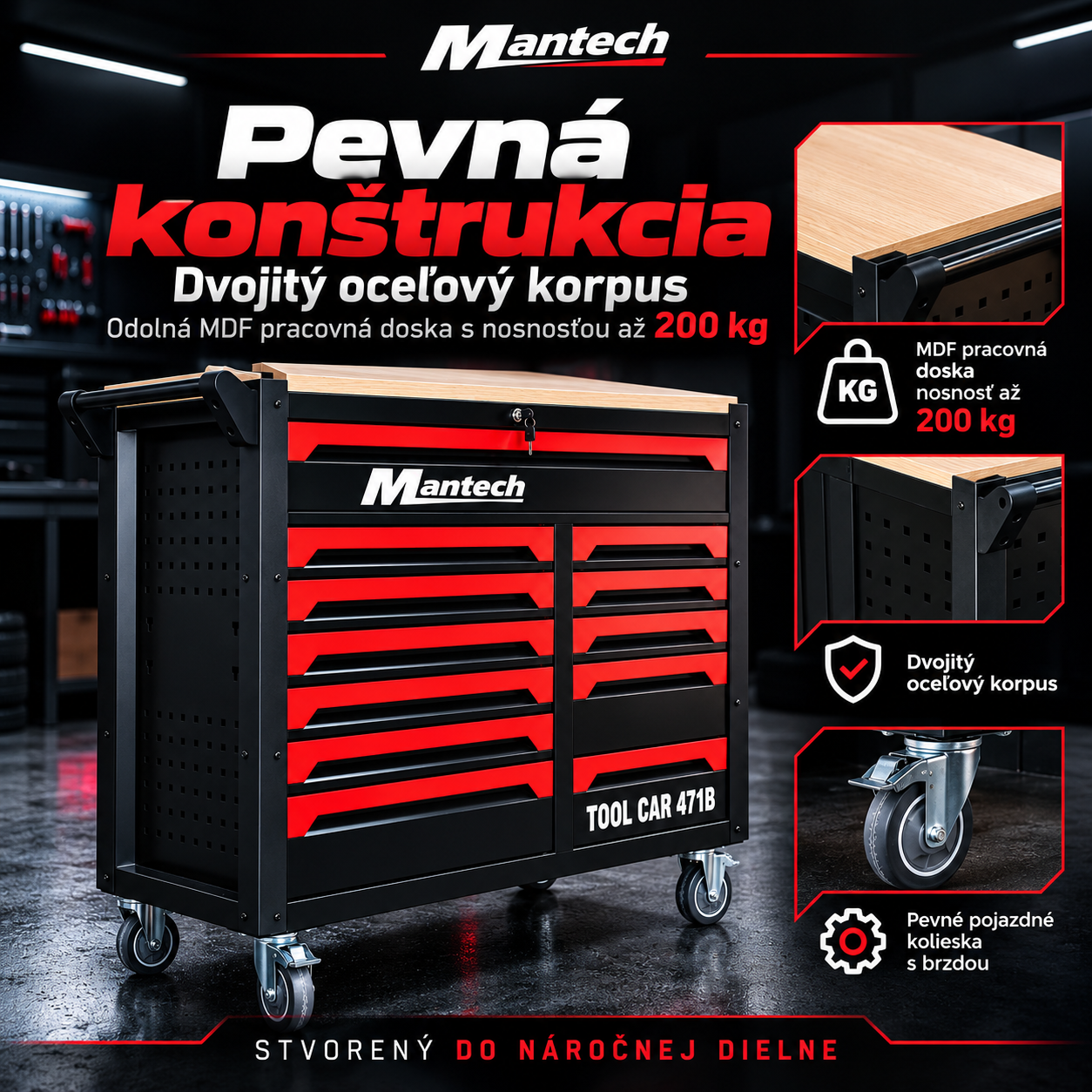 Dielenský vozík MANTECH TOOLCAR 471B